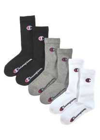 Sportsocken Champion, M&auml;dchen, Gr. 35-38, schwarz-wei&szlig; (2x grau, 2x schwarz, 2x wei&szlig;), Obermaterial: 70% Baumwolle, 28% Polyester, 2% Elasthan, Socken Sportsocken, f&uuml;r Kinder, 6er-Pack, mit sportlichem Stil