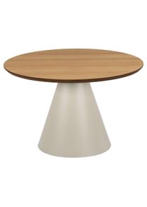 Couchtisch ACTONA GROUP "Soli", grau (hellgrau, hellgrau, natur), B:65cm H:43cm T:65cm, Tische, Couchtisch, Rund Couchtisch, Tischplatte matt Eiche, S&auml;ule Gestell grau, &Oslash;65x43cm