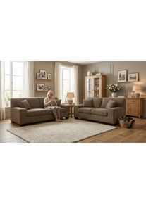 Polstergarnitur OTTO HOME "Faxe aus 2-Sitzer und 3-Sitzer", schlamm, H:74cm T:85cm, 90% Polyester, 10% Nylon, Sitzm&ouml;bel-Sets, Polstergarnitur, aus haustierfreundlichem Pet Friendly Cord