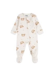 Strampler HUGGIES BABYWEAR "HUGB FOOTED COVERALL", Jungen, Gr. 3 (6M/68), N-Gr, beige (huggies sand htr), Jersey, Obermaterial: 100% Baumwolle, bedruckt, Rundhals, B&uuml;ndchen, Overalls Strampler, allover mit B&auml;rchen und Sternen bedruckt