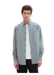 Karohemd Tom Tailor "Vichy", Herren, Gr. M, N-Gr, blau (dusty mint blau vichy check), Obermaterial: 100% Baumwolle, kariert, regular fit taillenbedeckt, ohne Ausschnitt, Hemden Karohemd, mit Knopfleiste