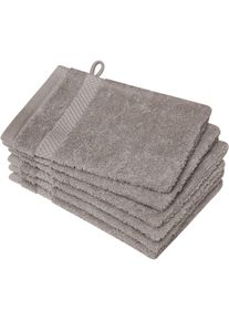 Waschhandschuh Dyckhoff "Planet", grau (taupe), B:16cm L:21cm, Walkfrottier, Waschlappen, Waschhandschuh, 450 g/m&sup2;, aus reiner Baumwolle, trocknergeeignet