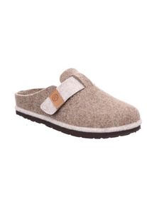 Pantoffel Rohde "D.Meran", Damen, Gr. 41, beige (beige, meliert), Filz, kontrastfarbene Details, Schuhe Pantoffel, Hausschuh, Filz Clog, Schlappen mit Klettriemchen