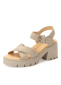Sandalette Tamaris, Damen, Gr. 40, taupe, Ziegenveloursleder, unifarben, Basic, Schuhe Sandalette, Riemchensandale, Sommerschuh mit Touch it-Ausstattung