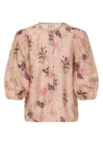Kurzarmhemd Fransa "Halblange &Auml;rmel FRSERENA", Damen, Gr. M, N-Gr, beige (serena floral pumicestone), Obermaterial: 85% Viskose CV. 15% Nylon NY., Hemden Kurzarmhemd