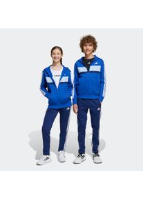 Trainingsanzug adidas Sportswear "SEASONAL ESSENTIALS TIBERIO 3-STREIFEN KIDS", Damen, Gr. 140, blau (royal blau, wei&szlig;, glow blau), Obermaterial: 70% Baumwolle, 30% Polyester, Sportanz&uuml;ge Trainingsanzug