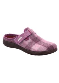 Pantoffel Rohde "Bari", Damen, Gr. 41, lila, Filz, kariert, Schuhe Pantoffel, Hausschuh, Filz Clog, Homeslipper mit Klettverschluss