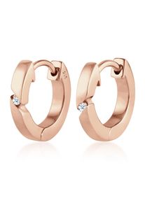 Paar Creolen Elli DIAMONDS "Ohrringe Creolen Basic Diamant (0.03 ct.) 925 Silber", rosa (rosegold), Ohrringe, Damen, Silber 925 (Sterlingsilber), Paar Creolen