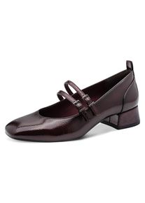 Spangenpumps Tamaris, Damen, Gr. 38, bordeaux, Lacklederimitat, Schlangenoptik, aufgeraut, gl&auml;nzend, festlich, Schuhe Spangenpumps, Blockabsatz, Riemchenpumps, Abendschuh in veganer Verarbeitung