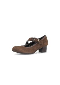 Pumps Gabor, Damen, Gr. 41, braun, Veloursleder, Schuhe Pumps, Blockabsatz, Businessschuh, Spangenpumps, Komfortweite H (=sehr weit)