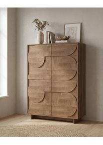 Highboard Home Affaire "Zen, B/H 105/147 cm, 4 T&uuml;ren, Hochkommode, Stauraumschrank", mercure dekor holzstruktur, fronten in 3d, design, B:105cm H:147cm T:40cm, Holzwerkstoff, Sideboards, Highboard, Push-to-open, 3D-Fronten, Mercure-Holzstruktur, viel Stauraum