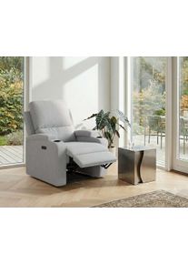Relaxsessel OTTO HOME "NAPORI Struktur, Kinosessel, Multimedia-Sessel", hellgrau, B:87cm H:105cm T:94cm, 100% Polyester, Sessel, Relaxsessel, TV-Sessel mit manueller u elektrischer Relaxfunktion u. Getr&auml;nkehalter