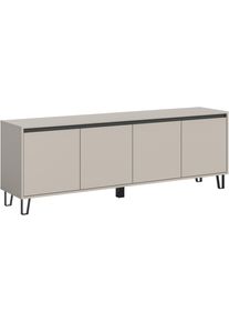 Lowboard Home Affaire "BALTIC, Breite 184cm, grifflose Fronten, Metall-F&uuml;&szlig;e,4 T&uuml;ren, 4 F&auml;cher", beige (kaschmir, basalt grau), B:184cm H:64cm T:40cm, Holzwerkstoff, Sideboards, Lowboard, TV-M&ouml;bel, TV-Schrank, TV-Lowboard, Mediaboard