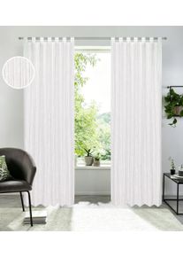 Gardine OTTO HOME "Marric" Gr. 2, wei&szlig; (taupe), B:135cm H:175cm, Polyester, Gardinen, Gardine, halbtransparent, Leinenoptik mit Streifen, Schlaufenaufh&auml;ngung