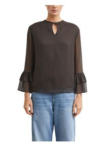 R&uuml;schenbluse comma, Damen, Gr. 36, braun, Web, Obermaterial: 100% Polyester. Futter: 100% Viskose, unifarben, normal h&uuml;ftbedeckend, Rundhals, Volant, Blusen R&uuml;schenbluse, Sommerbluse mit Volant-&Auml;rmeln / Transparent / Cut-Out
