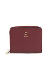 Geldb&ouml;rse Tommy Hilfiger "TH ICON MED ZA FLAP", Damen, bordeaux, Lederimitat, Kleinlederwaren Geldb&ouml;rse, Damen Geldbeutel, Portemonnai mit edlem TH-Logoemblem