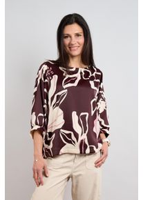 Druckbluse Seidel Moden, Damen, Gr. 40, braun (48,bordeaux), Web, Obermaterial: 100% Polyester, gebl&uuml;mt, l&auml;ssig geschnitten h&uuml;ftlang, Rundhals, angesetztes B&uuml;ndchen, Blusen Druckbluse, MADE IN GERMANY