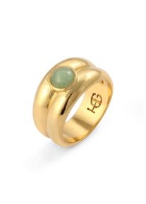 Silberring HAZE & GLORY "Ring Bandring Jade Gr&uuml;n 925 Sterling Silber" Gr. 54, gold, Fingerringe, Damen, 54, Silber 925 (Sterlingsilber), Silberring