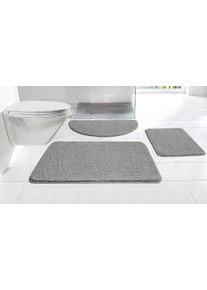 Badematte OTTO HOME "Regona, Badteppich, Badvorleger, Badezimmer Teppich" Gr. 8, grau, H:15mm, Polyester, Badematten, Badematte, Uni Farben, besonders weich, als rechteckig und halbrund erh&auml;ltlich