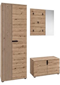 Garderoben-Set OTTO HOME "FJELL, 3-teilig, Breite 160cm, Front mit hochwertiger L&auml;ngsfr&auml;sung", braun (artisan eiche nachbildung), B:160cm H:191cm T:37cm, Holzwerkstoff, Kastenm&ouml;bel-Sets, Garderoben-Set, Garderobenkombination, Kombination, Set, Garderobe, Flurgarderobe