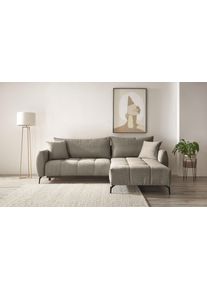 Ecksofa OTTO HOME "JINNIE Chenille, L-Form, Polsterecke m. Schlaffunktion", beige (hellbraun), B:287cm H:94cm T:197cm, Sofas, Ecksofa, Recamiere links/rechts montierbar, als Webstoff oder Chenille-Stoff