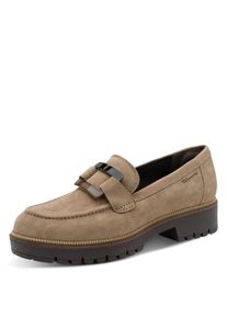 Loafer Tamaris, Damen, Gr. 38, taupe, Ziegenveloursleder, aufgeraut, unifarben, Schuhe Loafer, Blockabsatz, Slipper, Businesschuh mit Touch-It-Ausstattung