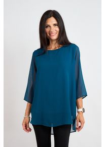 Langarmbluse Seidel Moden "Otto exclusiv", Damen, Gr. 38, blau (76,petrol), Single Jersey, Obermaterial: 100% Polyester. Futter: 95% Viskose, 5% Elasthan, Basic, regular fit Po-bedeckend, U-Boot-Ausschnitt, gerader Abschluss, Blusen Langarmbluse, MADE IN GERMANY