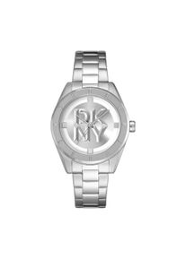 Quarzuhr DKNY "Chambers Midi", silberfarben, silberfarben, Armbanduhren, Damen, silberfarben, Quarzuhr, Armbanduhr, Damenuhr, Edelstahlarmband, analog