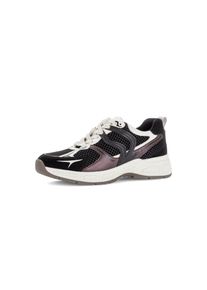 Keilsneaker Gabor, Damen, Gr. 40,5, schwarz (schwarz kombiniert), Glattleder, Textil, Veloursleder, Schuhe Keilsneaker, Freizeitschuh, Halbschuh, Schn&uuml;rer mit Kontrastbes&auml;tzen, H-Weite