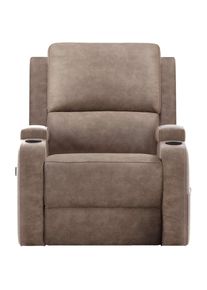 Relaxsessel OTTO HOME "NAPORI Microfaser, Kinosessel, Multimedia-Sessel", taupe, B:87cm H:105cm T:94cm, 100% Polyester, Sessel, Relaxsessel, TV-Sessel mit manueller u elektrischer Relaxfunktion u. Getr&auml;nkehalter