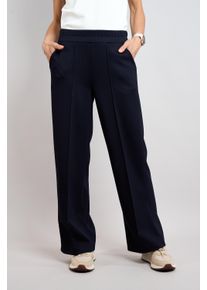 Stoffhose Seidel Moden, Damen, Gr. 38, N-Gr, blau (nachtblau), Web, Obermaterial: 50% Polyester, 45% Viskose, 4% Elasthan, 1% sonstige Fasern, unifarben, l&auml;ssig geschnitten lang, Hosen Stoffhose, mit elatstischem Bund - MADE IN GERMANY