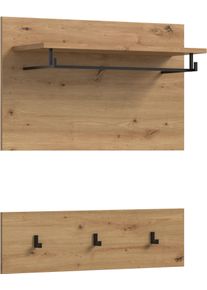 Garderobenpaneel Home Affaire "REHAT, TOPSELLER, 2-teilig, bestehend aus: Paneel & Hakenleiste", braun (artisan nachbildung), B:80cm H:73cm T:27cm, Holzwerkstoff, Garderobenpaneele, Garderobenpaneel, Paneel, Hakenleiste, Wandboard, Garderobe, Garderobenleiste