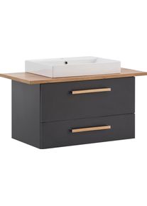 Waschtisch Schildmeyer "Duo, Waschtisch, Made in Germany, B: 100 cm", grau (anthrazit, eiche landhausfarben, anthrazit), B:102,2cm H:61,5cm T:50cm, Waschtische, Waschtisch, Solide Verarbeitung - Dieses Produkt ist in Deutschland gefertigt