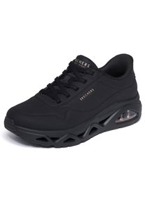 Slip-On Sneaker Skechers "UNO GLIDE-STEP-GLIDE ON AIR", Damen, Gr. 39, schwarz (schwarz uni), Lederimitat, Schuhe Slip-On Sneaker, Schlupfschuh, Halbschuh, Freizeitschuh mit Luftkissend&auml;mpfung