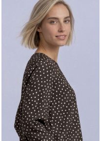 Blusentop Street One, Damen, Gr. 40, schwarz coffee, Web, Obermaterial: 100% Viskose, bedruckt, normal, V-Ausschnitt, Blusen Blusentop, Viskose, Punktemuster, 3/4-Arm