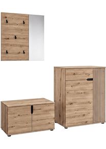 Garderoben-Set OTTO HOME "FJELL, 3-teilig, Breite 175cm, Front mit hochwertiger L&auml;ngsfr&auml;sung", braun (artisan eiche nachbildung), B:175cm H:191cm T:37cm, Holzwerkstoff, Kastenm&ouml;bel-Sets, Garderoben-Set, Garderobenkombination, Kombination, Set, Garderobe, Flurgarderobe