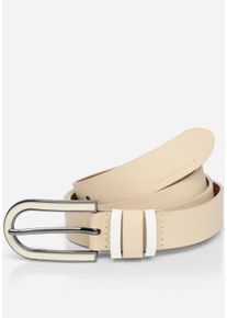 Lederg&uuml;rtel Tom Tailor "TTSHINEAD", Damen, Gr. 75, beige (creme), Rindsleder, unifarben, G&uuml;rtel Lederg&uuml;rtel, 2,5 cm breiter Dameng&uuml;rtel, Must-Have f&uuml;r Fr&uuml;hling und Sommer