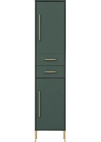 Hochschrank Welltime "Kent mit goldfarbenen Griffen", gr&uuml;n (waldgr&uuml;n), B:40,5cm H:184,3cm T:33,1cm, FSC-zertifizierter Holzwerkstoff, Schr&auml;nke, Hochschrank, Solide Verarbeitung - Dieses Produkt ist in Deutschland gefertigt