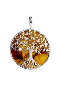 Kettenanh&auml;nger OSTSEE-SCHMUCK "OSTSEE-SCHMUCK Anh&auml;nger Lebensbaum 28 mm", wei&szlig; (wei&szlig;, neutral), Schmuckanh&auml;nger, Damen, 36 x 28mm, Silber 925 (Sterlingsilber), 4,4 g, Kettenanh&auml;nger