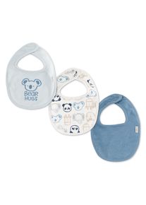 L&auml;tzchen HUGGIES BABYWEAR "HGHB 3PK BIBS", Baby, blau (huggies ballad blau), Baumwollmischung, L&auml;tzchen L&auml;tzchen, mit B&auml;rchenprint und Klettverschlu&szlig;