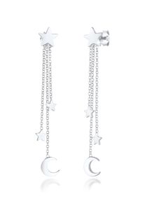 Paar Ohrh&auml;nger Elli "Ohrringe Stecker Sterne Halbmond Ohrh&auml;nger 925 Silber" Gr. 54, silber, Ohrringe, Damen, 54,mit Stein, Silber 925 (Sterlingsilber), Paar Ohrh&auml;nger
