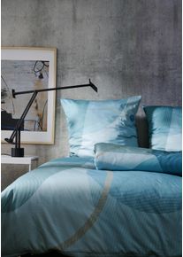 Bettw&auml;sche Apelt "Graphics", blau (t&uuml;rkis, bla), B/L: 135cm x 200cm, 1 Stk., 1 Stk., Satin (Bio-Baumwolle), B/L: 80cm x 80cm, 2, Satin (Bio-Baumwolle), Bezug: 100% Baumwolle, Bettw&auml;sche, Bettw&auml;sche, Bettw&auml;sche-Set mit Rei&szlig;verschluss, Baumwoll-Satin, Digitaldruck