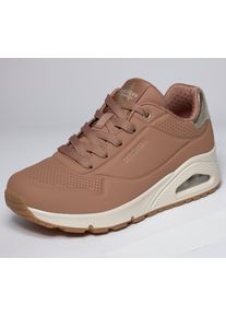 Sneaker Skechers "UNO GOLDEN AIR", Damen, Gr. 40, hellbraun, Lederimitat, Schuhe Sneaker, Freizeitschuh, Halbschuh, Schn&uuml;rschuh mit Metallic-Einsatz