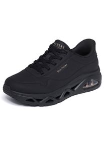 Slip-On Sneaker Skechers "UNO GLIDE-STEP-GLIDE ON AIR", Damen, Gr. 36, schwarz (schwarz uni), Lederimitat, Schuhe Slip-On Sneaker, Schlupfschuh, Halbschuh, Freizeitschuh mit Luftkissend&auml;mpfung