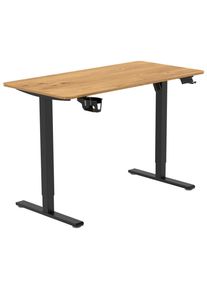 Livetastic Schreibtisch, Schwarz, Plankeneiche, Metall, Kunststoff, Holzwerkstoff, rechteckig, eckig, 60x70-115x120 cm, h&ouml;henverstellbar, Memoryschalter, Getr&auml;nkehalter, Headsethalter, B&uuml;rom&ouml;bel, Schreibtische, H&ouml;henverstellbare Schreibtische