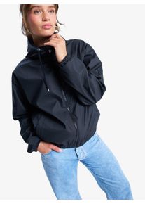 Windbreaker Roxy "WAIT FOR ME", Damen, Gr. M, anthrazit, Web, Obermaterial: 100% Polyurethan, unifarben, Basic h&uuml;ftlang, elastischer Bund, Jacken Windbreaker, mit Kapuze, wasserabweisendes Obermaterial aus Polyurethan, h&uuml;ftlang