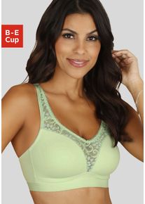 Entlastungs-BH, Damen, Gr. 90, Cup D, gr&uuml;n (mint), Trikot;Spitze, Obermaterial: 80% Baumwolle, 11% Polyamid, 9% Elasthan, PETITE FLEUR BY LASCANA, Basic, BHs Entlastungs-BH, ohne B&uuml;gel, Baumwoll-Qualit&auml;t&ndash; auch ideal f&uuml;r gro&szlig;e Gr&ouml;&szlig;en
