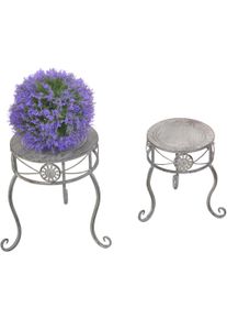 Blumenhocker "Blumenst&auml;nder im Shabby Look", grau, B:27cm H:35cm T:27cm, HOFMANN LIVING AND MORE, Hocker, Blumenhocker, mit verspielten Verzierungen aus lackiertem Metall