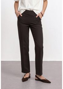 Jerseyhose Street One "Style Amalia", Damen, Gr. 44, L&auml;nge 30, schwarz coffee, Jersey, Obermaterial: 61% Viskose, 32% Polyamid, 7% Elasthan, unifarben, normal lang, Hosen Jerseyhose, mit Gummizug und Stretch / Viskose