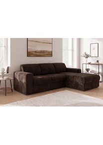 Ecksofa OTTO HOME "BORNHOLM 2.0 L-Form, Breite 220 cm, Verl&auml;ssliche Qualit&auml;t, Chenille", dunkelbraun, B:220cm H:77cm T:160cm, 100% Polyester, Sofas, Ecksofa, Recamiere links/rechts bestellbar, Bezug - Chenille oder Struktur